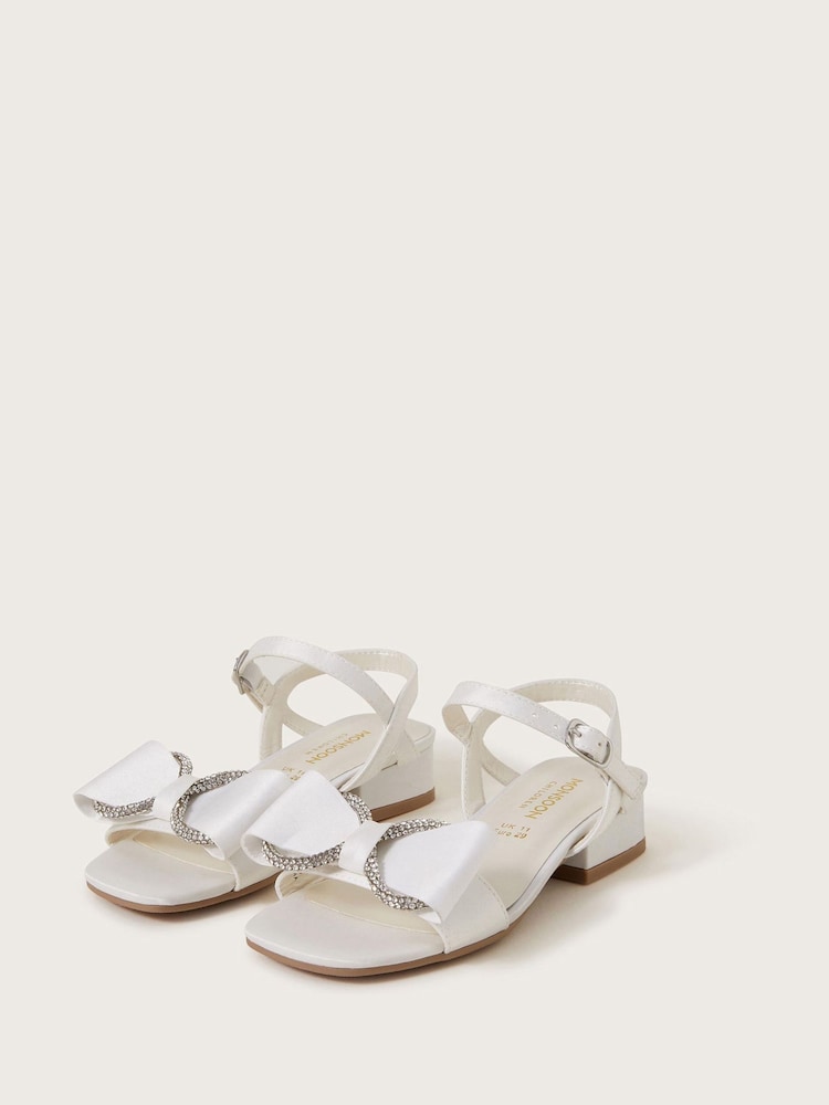 Monsoon Natural Diamante Bow Satin Heels - Image 1 of 3