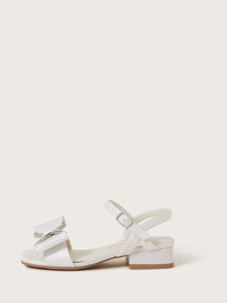 Monsoon Natural Diamante Bow Satin Heels - Image 2 of 3