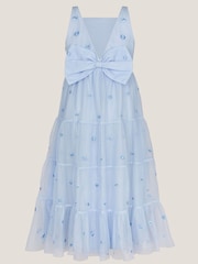 Monsoon Blue Thea Embroidered Back-Bow Tiered Dress - Image 3 of 4