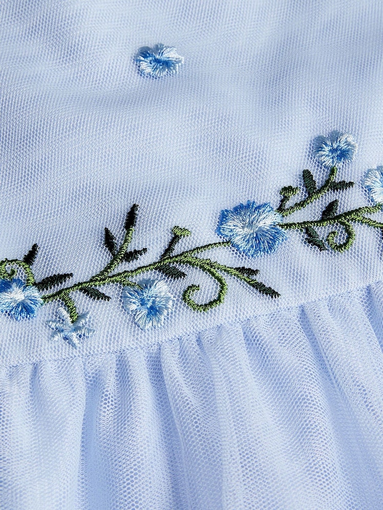 Monsoon Blue Thea Embroidered Back-Bow Tiered Dress - Image 4 of 4