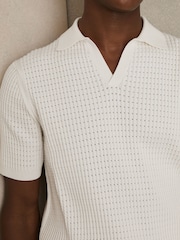 Weiß - Reiss Merit Micro-Cable Open-Collar Cotton-Blend Shirt - Bild 4 von 6