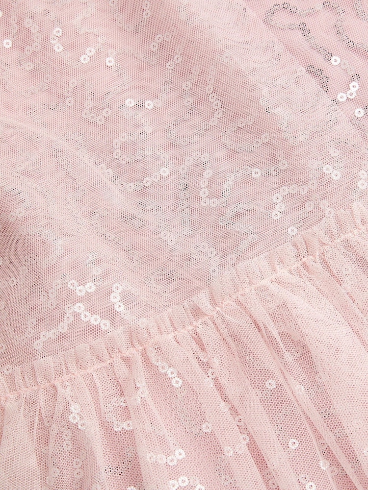 Monsoon Pink Rosalee Sequin Tulle Swing Dress - Image 4 of 4