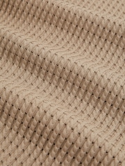 Reiss Light Camel Brown Merit Micro-Cable Open-Collar Cotton-Blend Shirt - Image 6 of 6