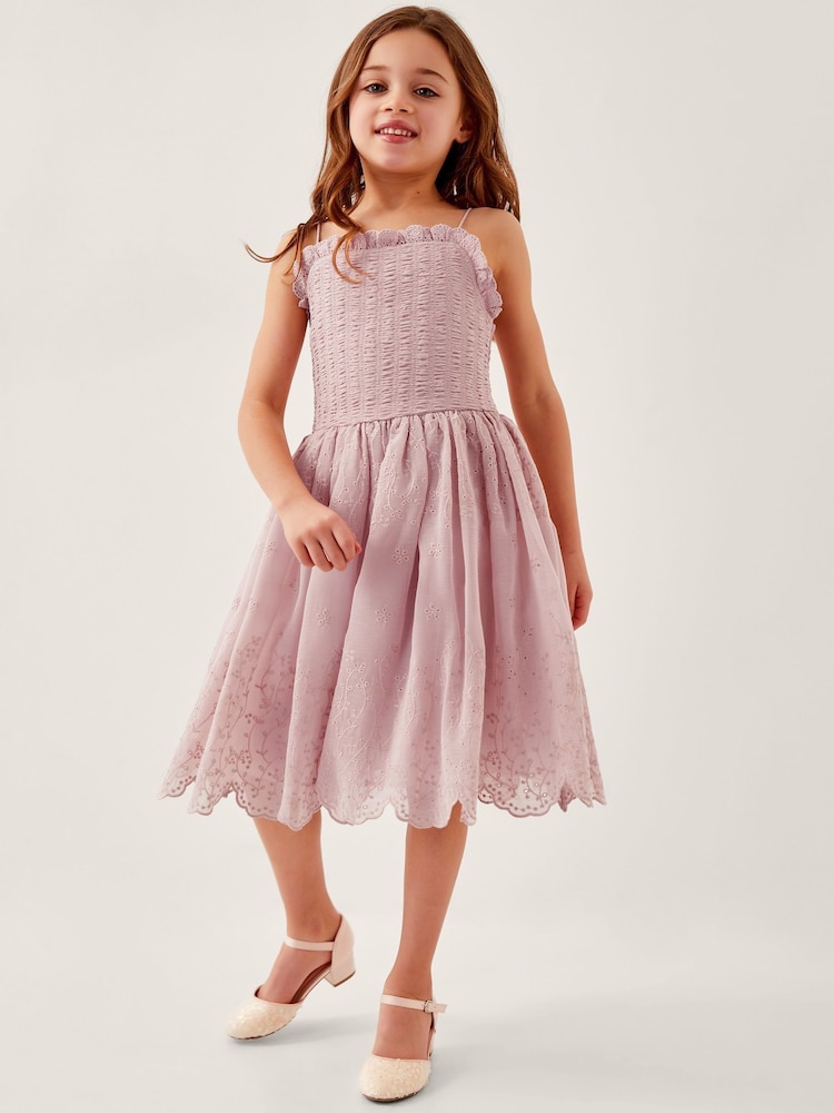 Monsoon Pink Clementine Strappy Broderie Dress - Image 1 of 4