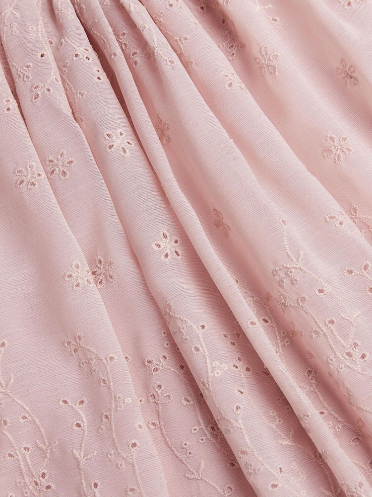 Monsoon Pink Clementine Strappy Broderie Dress - Image 4 of 4
