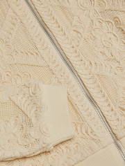 Monsoon Cream 100% Cotton Crochet Bomber Jacket - Image 3 of 3