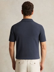 Reiss Dark Airforce Blue Merit Micro-Cable Open-Collar Cotton-Blend Shirt - Image 6 of 7