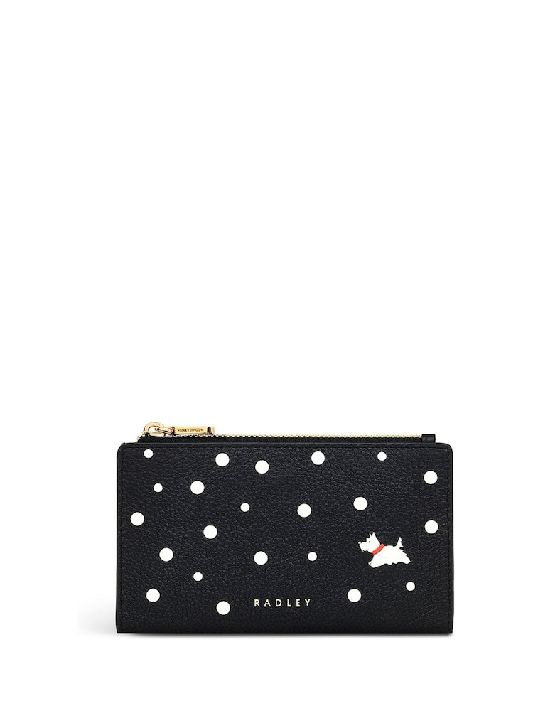 Radley Medium Spotty Radley Zip Top Black Purse - Image 1 of 2