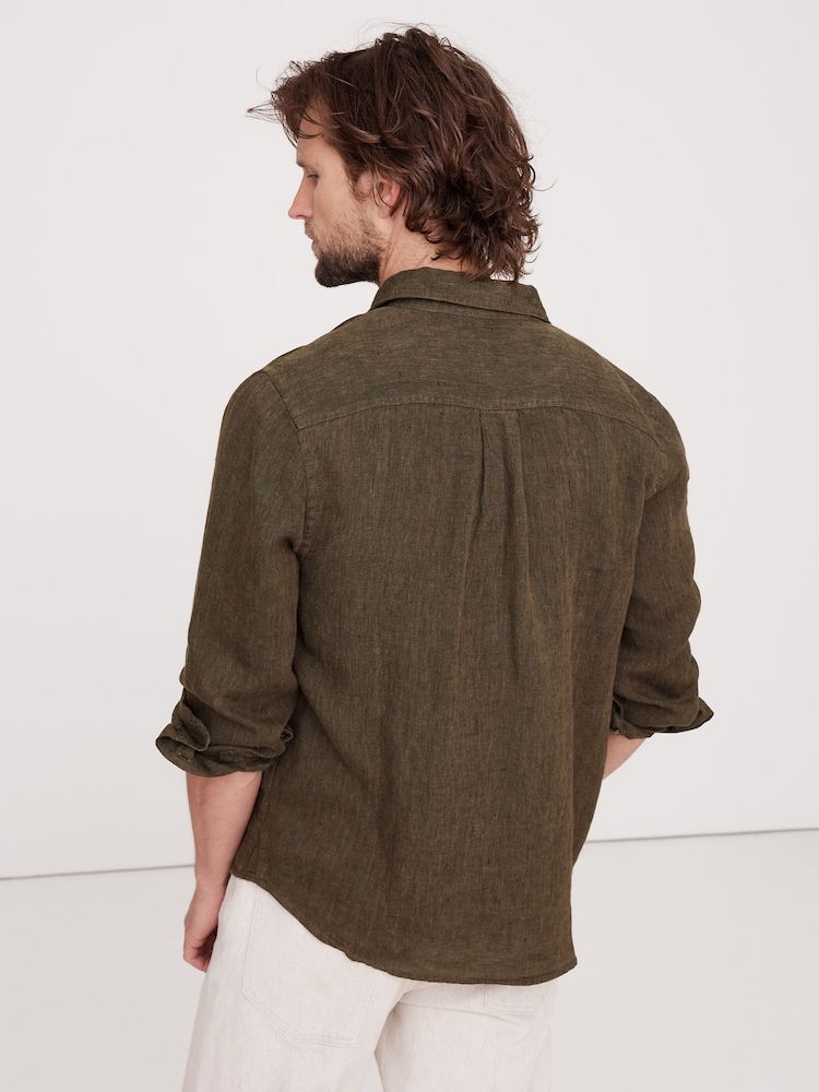 Banana Republic Brown Standard-Fit Linen Shirt - Image 2 of 5