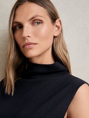 Reiss Navy Harper Wool Slouched Sleeveless Top - Image 3 of 5