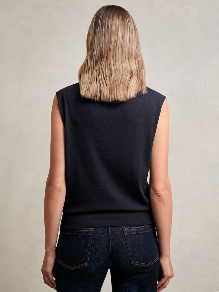 Bleumarin - Reiss Harper Wool Slouched Bluză fără mâneci - Image 4 of 5