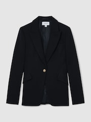 Reiss Navy Wynn Single-Breasted Textured Blazer Wool-Blend - Image 2 of 6