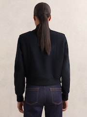 Reiss Navy Cleo Brushed Wool Epaulette Bomber Jacket - Image 4 of 5