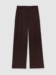 Reiss Aubergine Solene Wool Blend Wide Leg Suit Trousers - Image 2 of 6