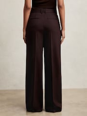 Reiss Aubergine Solene Wool Blend Wide Leg Suit Trousers - Image 5 of 6