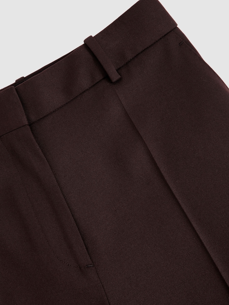 Reiss Aubergine Solene Wool Blend Wide Leg Suit Trousers - Image 6 of 6