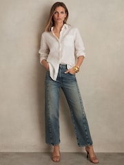Mittelblau - Reiss Molly Barrel-Leg Seam Jeans - Bild 1 von 7