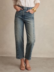 Mittelblau - Reiss Molly Barrel-Leg Seam Jeans - Bild 4 von 7