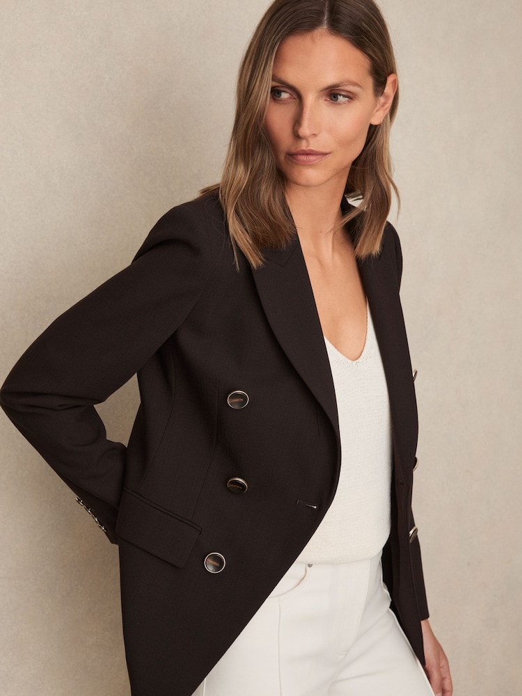 Marrón chocolate - Reiss Lia Wool Blend Double Breasted Blazer - Imagen 1 de 7 Marrón chocolate - Reiss Lia Wool Blend Double Breasted Blazer - Imagen 1 de 7