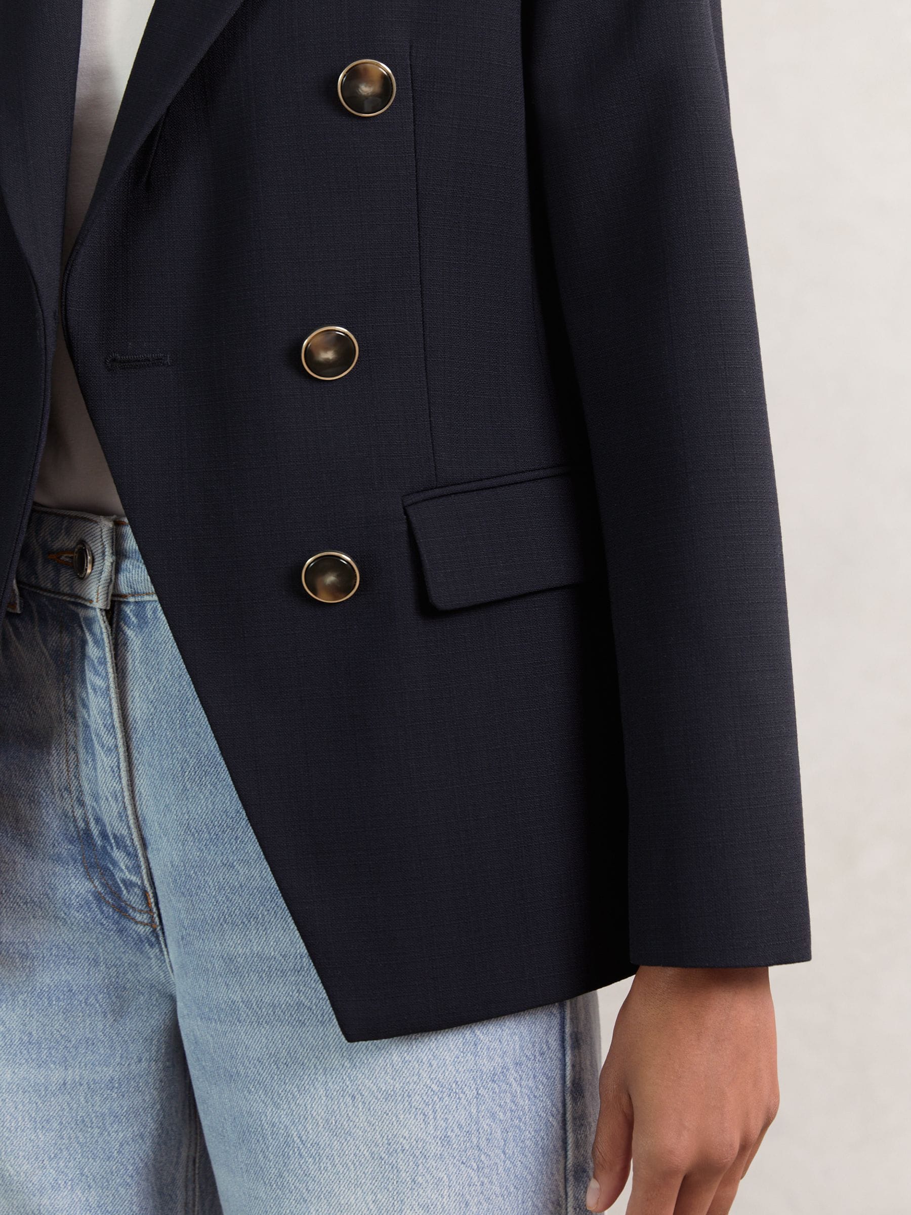 【海外限定】REISSブレザー☆Lia Wool-Blend Double-Breasted Bl Buy Reiss Navy Lia Wool-Blend Double-Breasted Blazer from