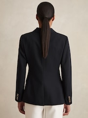Reiss Navy Lia Wool-Blend Double-Breasted Blazer - Image 5 of 6