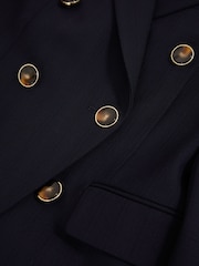 Reiss Navy Lia Wool-Blend Double-Breasted Blazer - Image 6 of 6