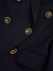 Reiss Navy Lia Wool-Blend Double-Breasted Blazer - Image 8 of 8