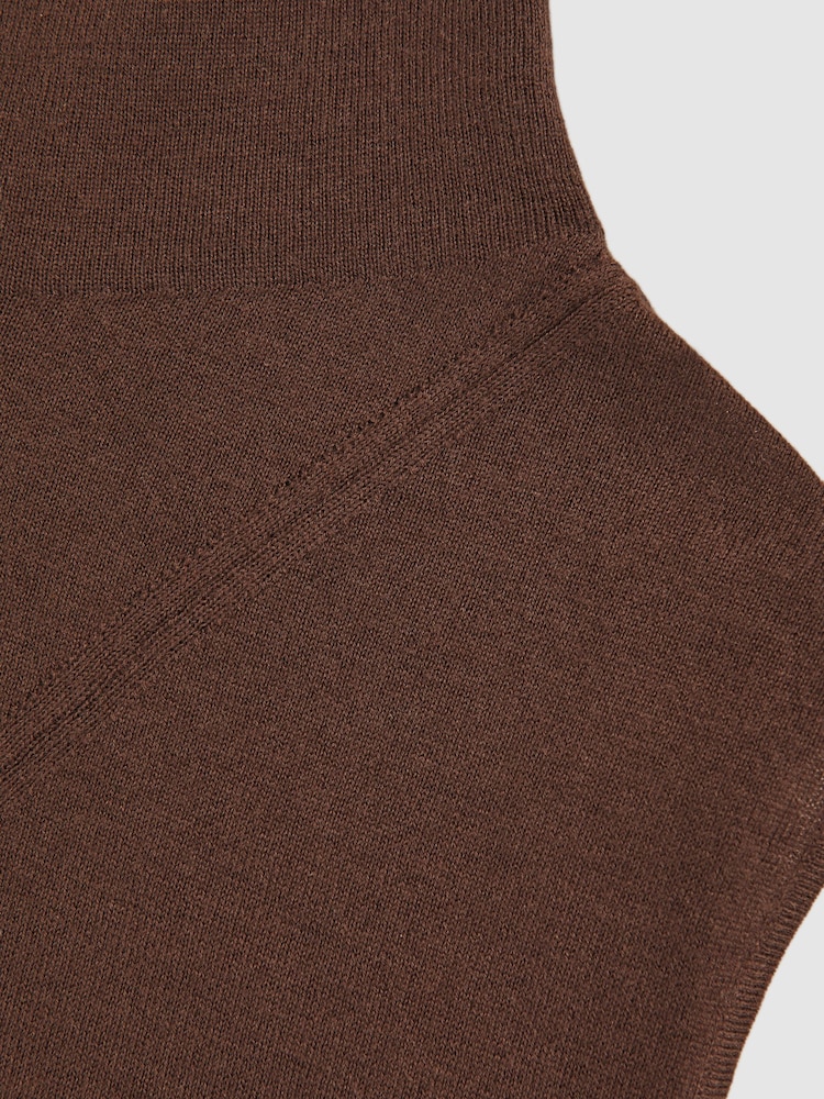Reiss Chocolate Harper Wool Slouched Sleeveless Top - Image 6 of 6