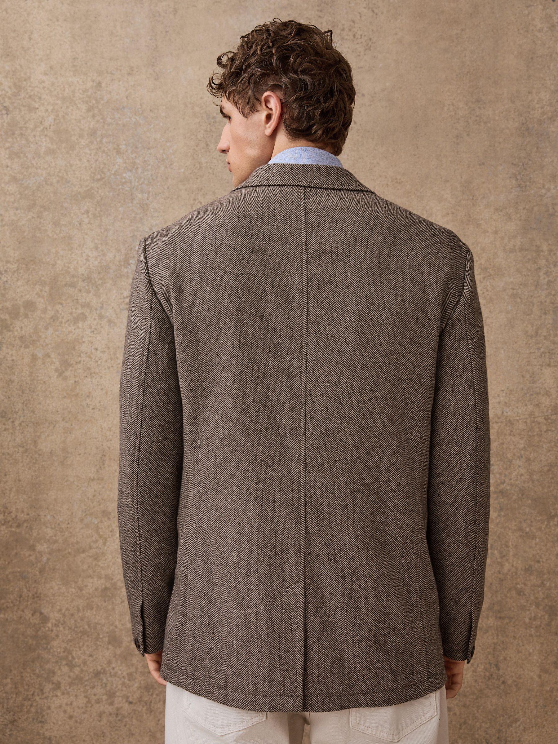 Buy Neutral Regular Fit Wool Rich Herringbone Blazer from Next USA