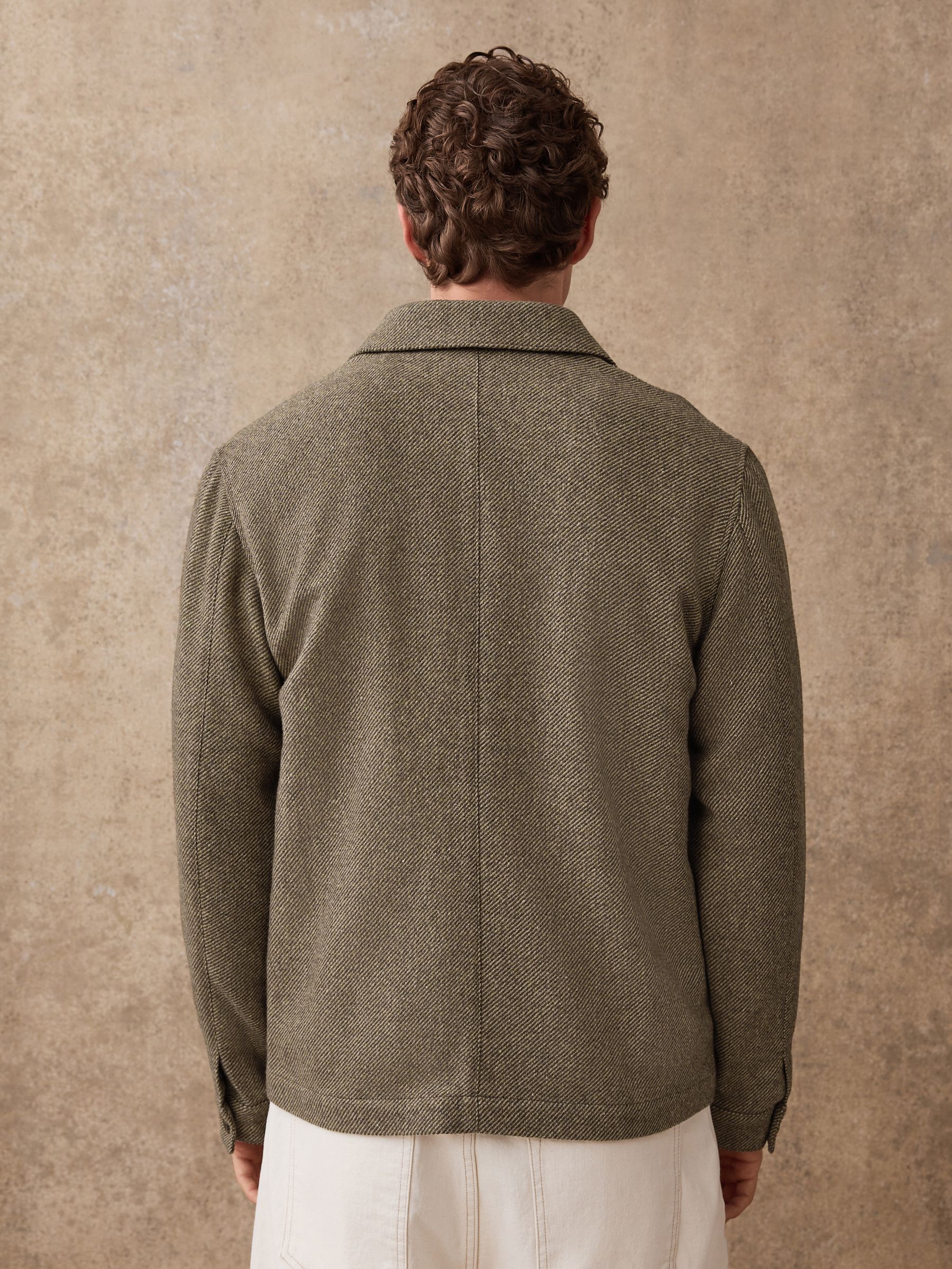 Buy Brown Smart Textured Twill Chore Jacket With Wool from Next USA