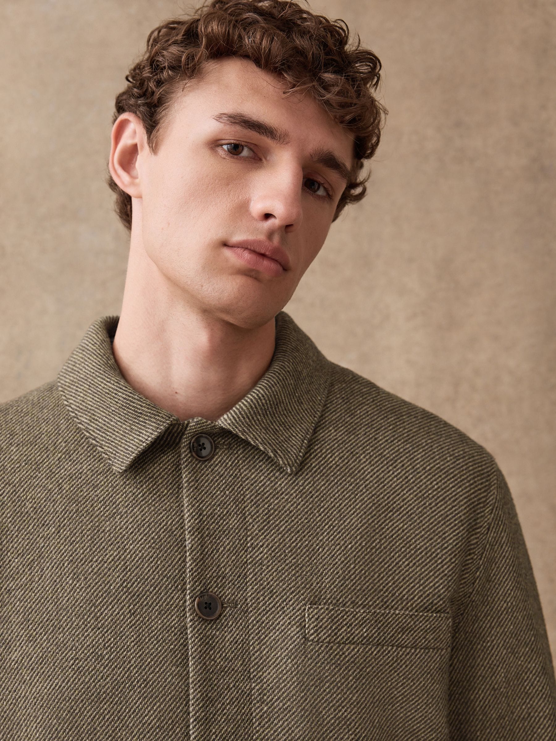 Buy Brown Smart Textured Twill Chore Jacket With Wool from Next USA