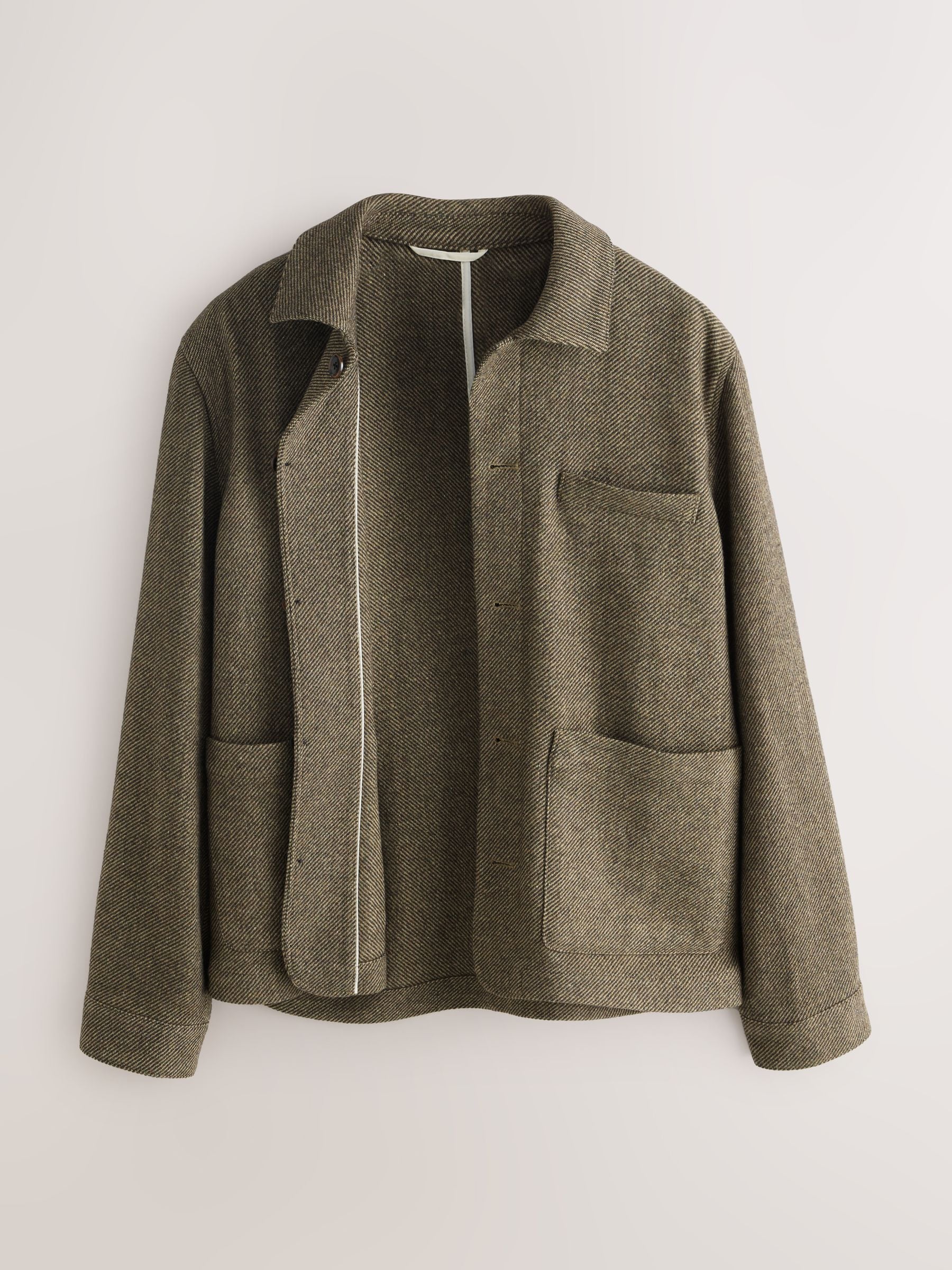 Buy Brown Smart Textured Twill Chore Jacket With Wool from Next USA