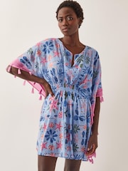 Monsoon Blue Coco Shell Print Mini Kaftan - Image 1 of 3