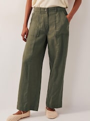 Monsoon Green Jolie Regular Wide Leg 100% Linen Trousers - Image 2 of 5