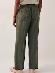 Monsoon Green Jolie Regular Wide Leg 100% Linen Trousers - Image 3 of 5
