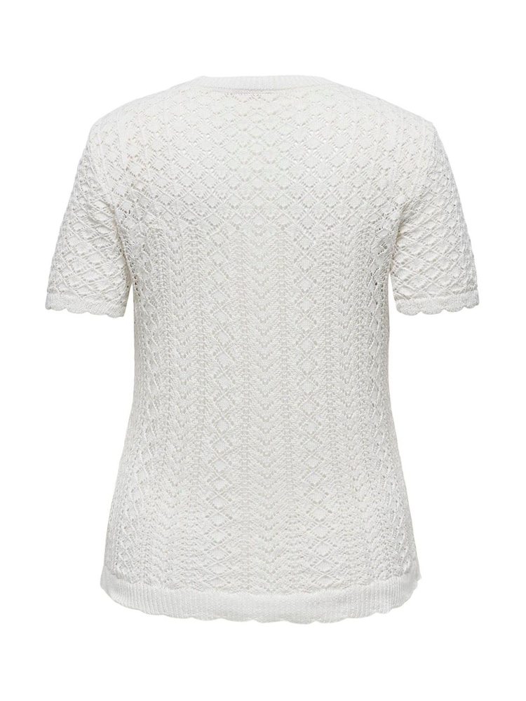 ONLY Curve Cream Crochet Knit T-Shirt - Image 7 of 7