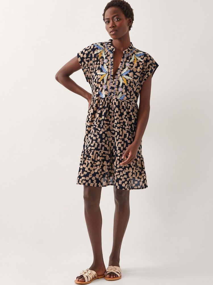 Monsoon Black Ania Embroidered Batik Mini Dress - Image 1 of 4
