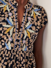 Monsoon Black Ania Embroidered Batik Mini Dress - Image 2 of 4