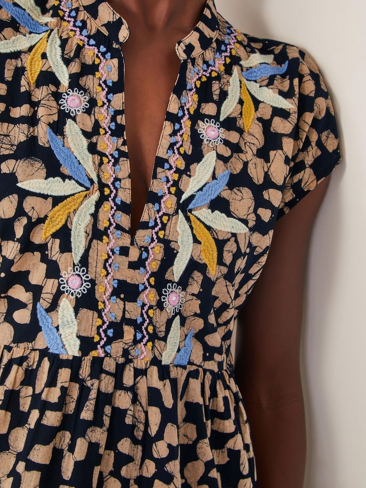 Monsoon Black Ania Embroidered Batik Mini Dress - Image 2 of 4