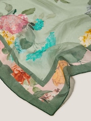 Monsoon Green Elinora Floral Print Silk Scarf - Image 2 of 2