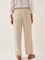 Monsoon Natural Jolie Regular Wide Leg 100% Linen Trousers - Image 3 of 4