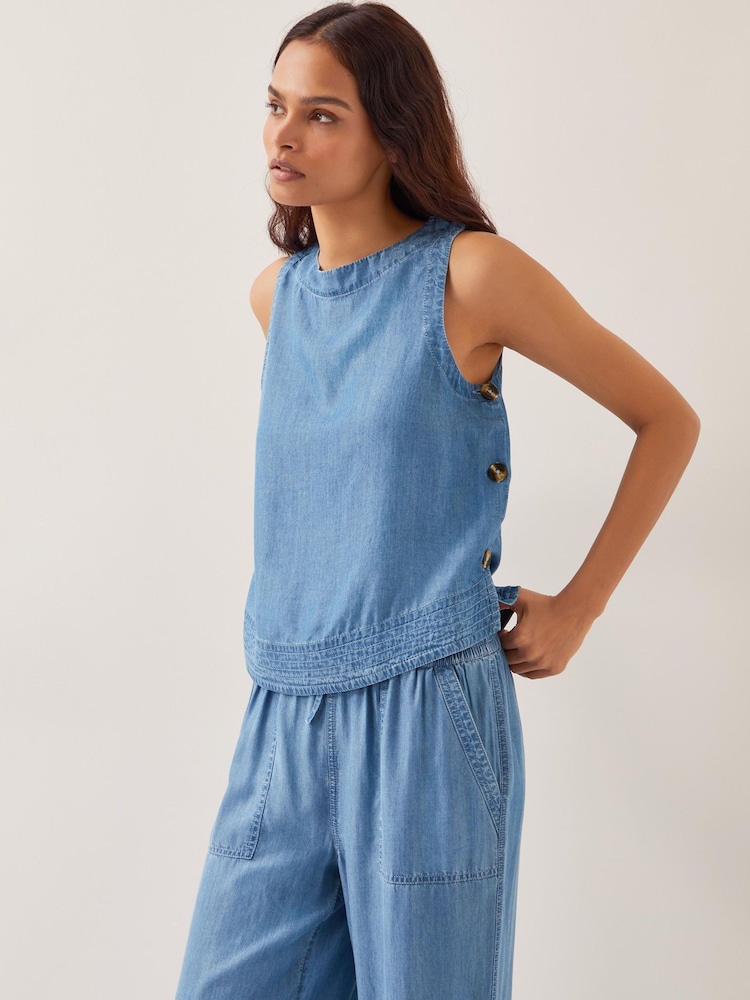 Monsoon Blue Nyla Button Side Tank Top - Image 1 of 4