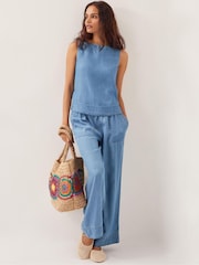 Monsoon Blue Nyla Button Side Tank Top - Image 2 of 4