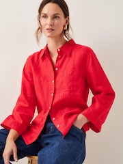 Monsoon Red Thea 100% Linen Shirt - Image 1 of 5