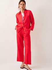 Monsoon Red Thea 100% Linen Shirt - Image 5 of 5