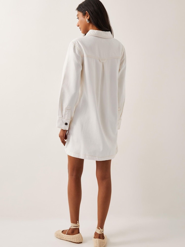 Monsoon Natural Nara Denim Tunic Shirt 100% Cotton Dress - Image 3 of 6