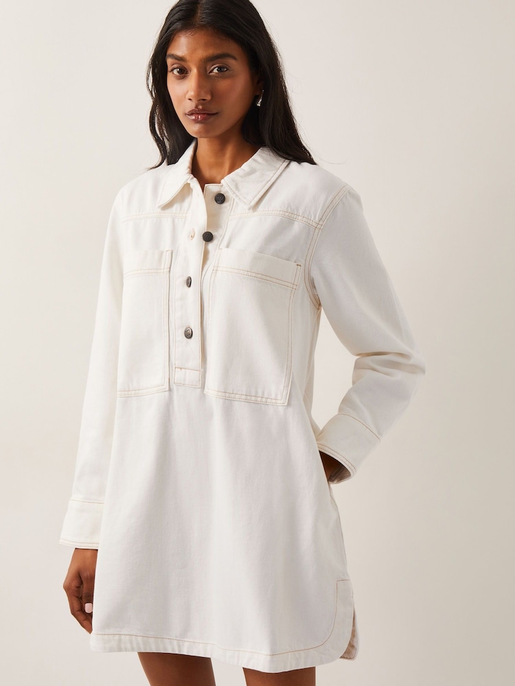 Monsoon Natural Nara Denim Tunic Shirt 100% Cotton Dress - Image 4 of 6