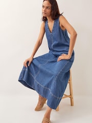 Monsoon Blue Tara A-Line Denim Dress - Image 3 of 4