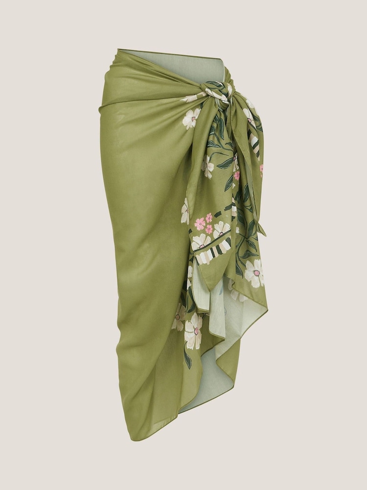 Monsoon Green Lou Lightweight Floral Print Scarf - Image 2 of 2