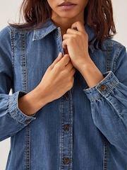 Monsoon Blue Isla Denim Shirt 100% Cotton Dress - Image 2 of 5